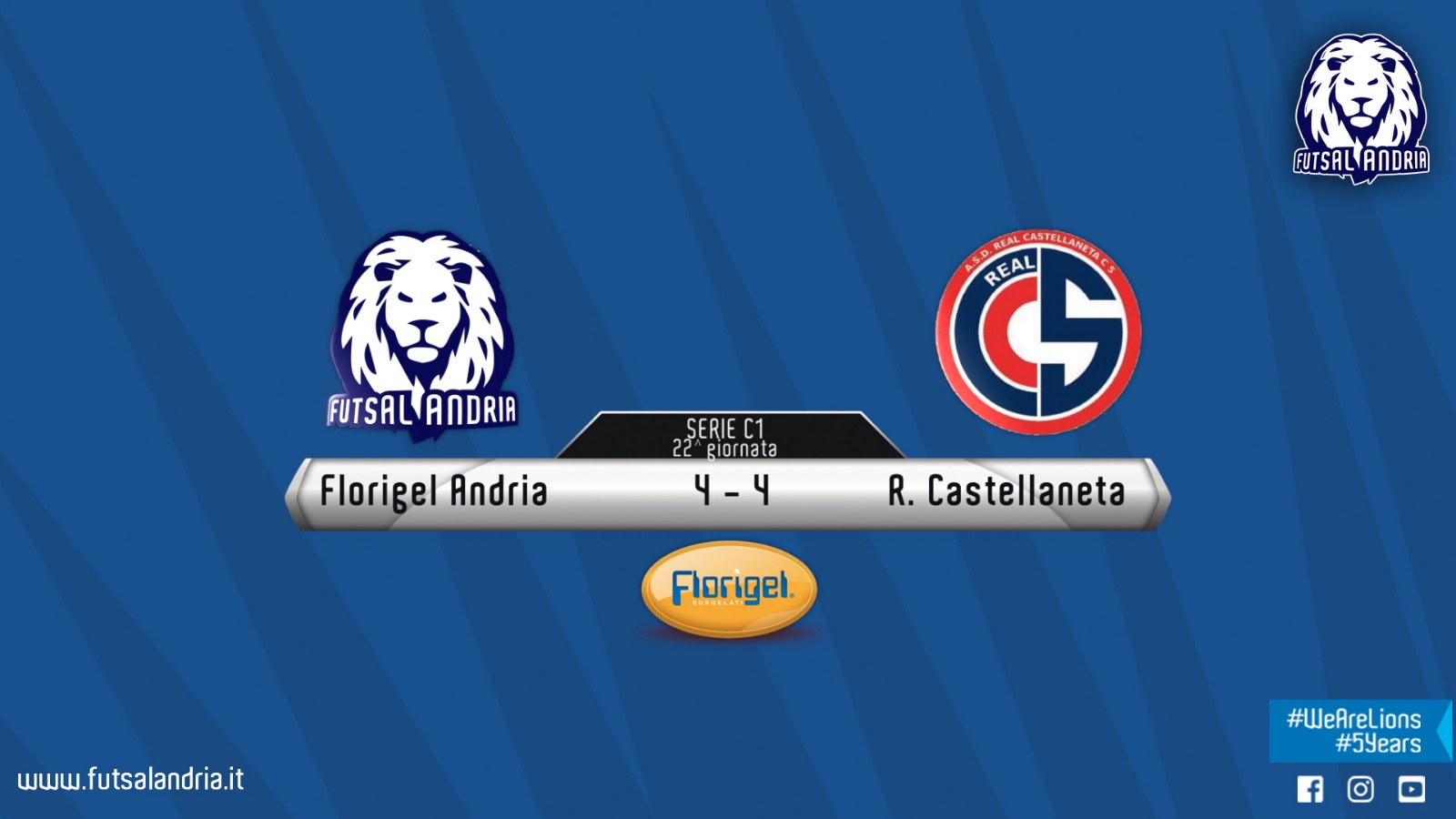 Florigel Futsal Andria – Real Castellaneta: 4-4 HIGHLIGHTS 22^ giornata
