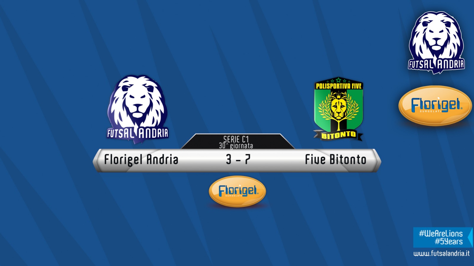 Florigel Futsal Andria – Five Bitonto: 3-7 HIGHLIGHTS 30^ giornata